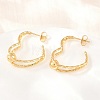 304 Stainless Steel Textured Wavy Wire Heart Shape Stud Earrings for Women SA-CBAB549-06G-3