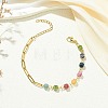 Cube Natural Tourmaline Beads Link Bracelets BJEW-JB13903-01-1