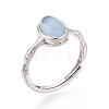 Natural Aquamarine Oval Open Cuff Ring STER-T008-92P-1