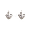 Heart Brass Micro Pave Clear Cubic Zirconia Leverback Earrings FS-WGB29CA-01-1