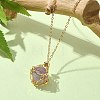 Natural Amethyst Round Pendant Necklaces NJEW-JN04565-03-6