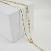 304 Stainless Steel Sequin Disc Link Chain & Ball Chain Double Layer Anklets for Women FS-WG0AA08-01-4