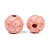 Printed Wood European Beads WOOD-G029-06F-2