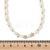 Natural Cultured Freshwater Pearl Two Sides Polished & Brass Star Beaded Necklaces for Women NJEW-JN06356-4