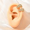 C-Shaped Brass Micro Pave Clear Cubic Zirconia Cuff Earrings EJEW-L316-01G-07-1