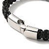 Black Leather Braided Cord Bracelet with 304 Stainless Steel Magnetic Clasp for Men Women BJEW-C021-17-5
