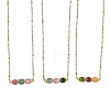 Natural Multicolor Tourmaline Faceted Cube Beads Pendant 304 Stainless Steel Satellite Chain Necklacs for Women NJEW-JN06541-01-3