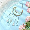 Nuggets Natural Quartz Crystal & Labradorite Chip & Brass Moon Hanging Ornaments HJEW-JM02566-2