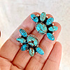 Bohemian Style Flower Alloy & Synthetic Turquoise Stud Earrings FS-WG437DA-01-4