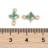 Brass Pave Glass Rhombus Links Connector Charms GLAA-Q088-001B-3