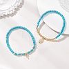 2Pcs Synthetic Turquoise Beads Stretch Bracelets BJEW-JB13415-03-1