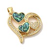 Rack Plating Brass Micro Pave Cubic Zirconia with Synthetic Opal Pendants KK-D088-20G-2