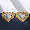 304 Stainless Steel Two Tone Stud Earrings EJEW-Z109-05GP-01-1