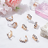 4 Pairs Rectangle with Tartan Pattern Alloy Enamel Hoop Earrings EJEW-SC0002-26D-4