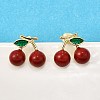 Brass Enamel Stud Earrings EJEW-G430-06A-G-1