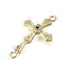 Religion Brass Micro Pave Clear Cubic Zirconia Connector Charms KK-G602-07G-09-2