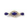 Brass Micro Pave Cubic Zirconia & Optimized Lapis Box Clasps KK-P291-47G-1