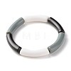 Opaque Chunky Acrylic Curved Tube Beads Stretch Bracelets Set for Women BJEW-JB07320-2