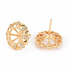 Brass Micro Pave Clear Cubic Zirconia Stud Earrings Findings KK-T062-128G-NF-2