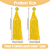 FIBLOOM 4 Pairs 4 Colors Polyester Tassels Earrings with Seed Beaded EJEW-FI0002-96-2