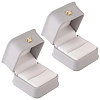 2Pcs Square PU Leather Ring Gift Boxes LBOX-CL0001-06-1
