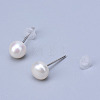 Natural Pearl Ear Studs EJEW-R133-06-3