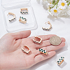 4 Pairs Rectangle with Tartan Pattern Alloy Enamel Hoop Earrings EJEW-SC0002-26C-3