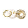 Natural White Shell and Brass Micro Pave Clear Cubic Zirconia 3 Ring Linking Rings KK-C262-05B-G-1
