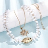 CCB Plastic Sun Pendant Alloy & Imitation Baroque Keshi Pearl Double Layer Necklaces for Women NJEW-Z116-01G-1