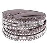 6-row Suede Cord & Rhinestone & Alloy Rivet Wrap Bracelets WGDA315-05-1