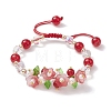 Flower Glass & Acrylic Braided Bead Adjustable Bracelets for Women BJEW-JB10446-03-1