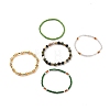 5Pcs 5 Style Natural Indian Agate & Synthetic Hematite & Glass Sead Beads Stretch Bracelets Set BJEW-JB07670-04-4