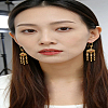 Ethnic Style Brass Micro Pave Cubic Zirconia Tassel Chandelier Earrings for Women DU1542-3