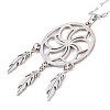 Woven Net/Web with Feather 304 Stainless Steel Pendant Necklaces for Women NJEW-G087-03P-2