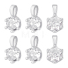 6Pcs 925 Sterling Silver Pave Clear Cubic Zirconia Flat Round Charms STER-PH0004-46P-1