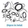 24Pcs 8 Style Ceramic High Carbon Steel Fishing Rod Guides Replacement Eye Rings AJEW-FH0003-01-3