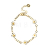 Brass Enamel Flower Link Chain Bracelets for Women BJEW-JB14167-01-3