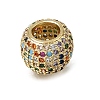Brass Micro Pave Cubic Zirconia European Large Hole Beads KK-C262-17G-04-1
