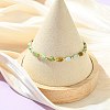 Teardrop Natural Chalcedony & Brass Beaded Bracelets for Women BJEW-JB13960-01-1