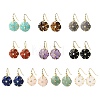 Flower Natural Mixed Stone Dangle Earrings EJEW-G456-01G-2