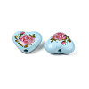 Flower Printed Opaque Acrylic Heart Beads SACR-S305-28-G04-3