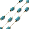 Handmade Synthetic Turquoise Beads & 316 Stainless Steel Column Link Chains CHS-L033-10G-1