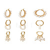 Kissitty 3 Pairs 3 Style Natural Pearl Beaded Hoop Earrings for Girl Women EJEW-KS0001-02-18