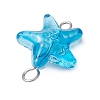 Starfish Gradient Color Baking Paint Transparent Glass Connector Charms PALLOY-JF03277-02-5