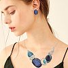 Oval Alloy Enamel Pendant Necklaces & Stud Dangle Earrings Sets for Women WG9C94B-01-1