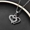 304 Stainless Steel Crystal Rhinestone Heart Pendant Cable Chain Necklaces for Women NJEW-Z056-01B-P-2