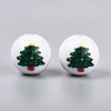 Christmas Printed Opaque Acrylic Round Beads OACR-T029-08F-2