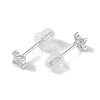 Rhodium Plated Clover 999 Sterling Silver Cubic Zirconia Stud Earrings for Women EJEW-S215-16P-3