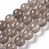 Natural Grey Agate Bead Strands G-R193-12-8mm-1