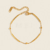 304 Stainless Steel Textured Curved Tube Link Chain Bracelets for Women QF6851-1